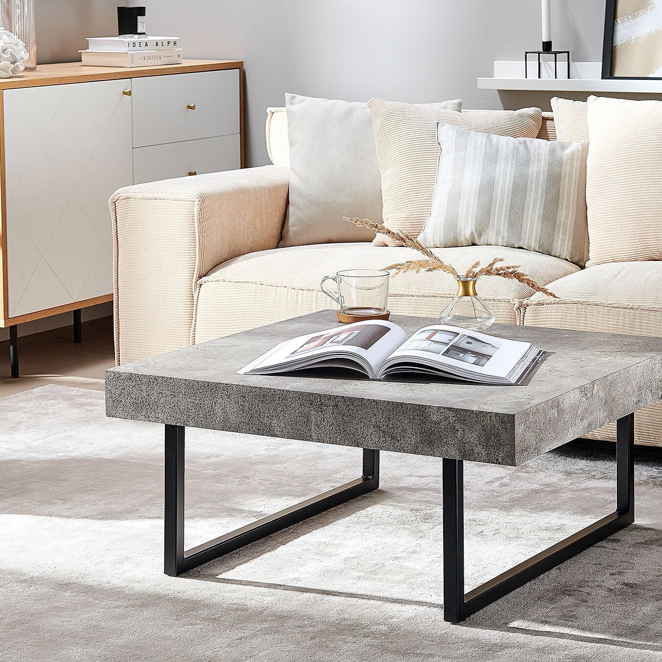 Axiom Home Square Coffee Table Industrial Concrete Finish 75x75 Cm
