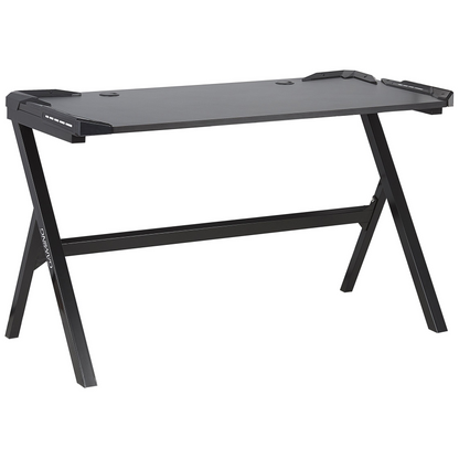 NovaOffice Gaming Desk 120x60 Cm Black MDF Metal Legs RGB Lights