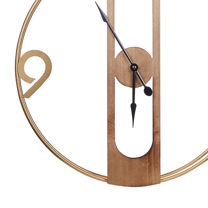 TimberNest Rustic Wall Clock Brown MDF 50 cm Diameter Wooden Effect