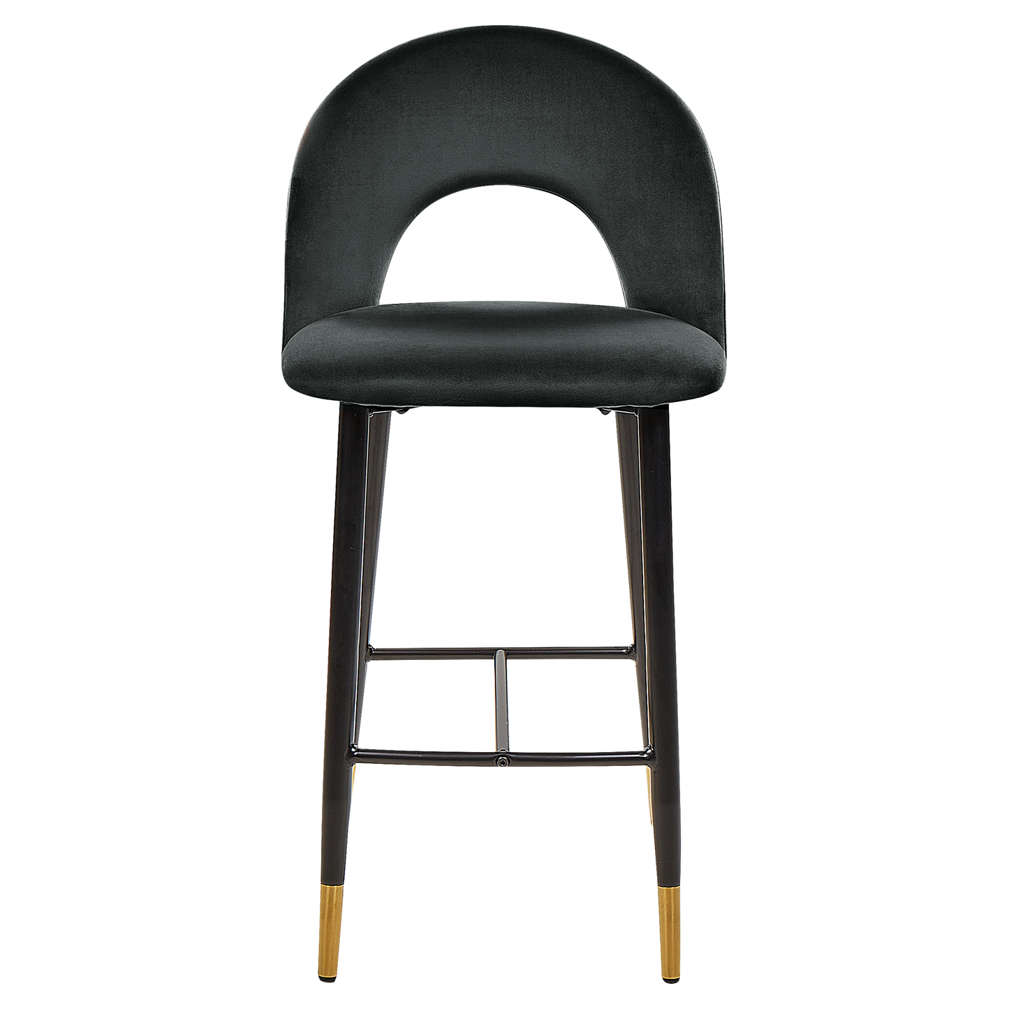 Black Velvet Bar Chairs Set With Gold Ends Retro 2 Pack