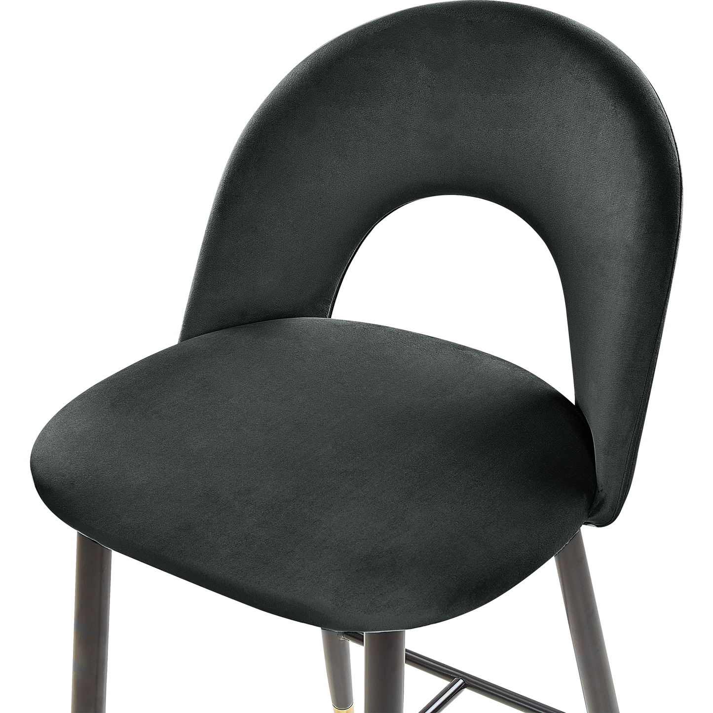 Black Velvet Bar Chairs Set With Gold Ends Retro 2 Pack