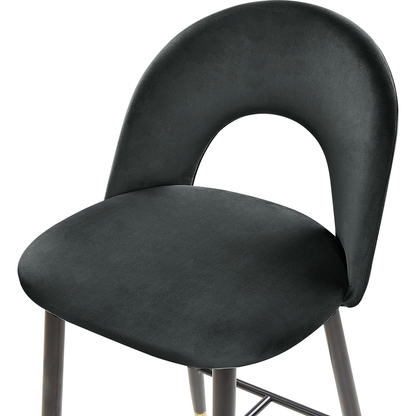 Black Velvet Bar Chairs Set With Gold Ends Retro 2 Pack
