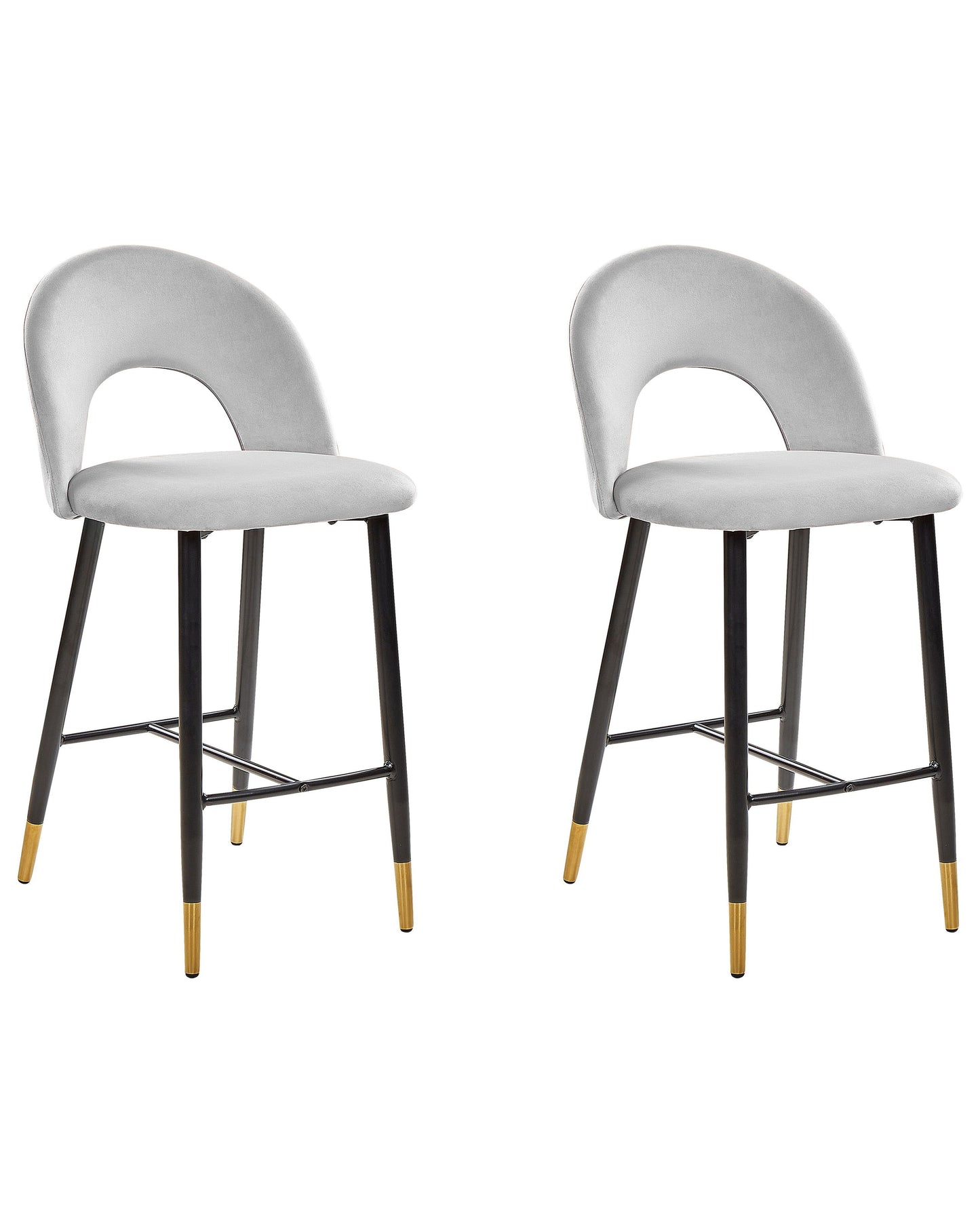 Velvetique Bar Chairs Grey Velvet Black Steel Golden Ends 2