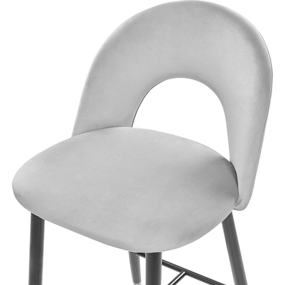 Velvetique Bar Chairs Grey Velvet Black Steel Golden Ends 2