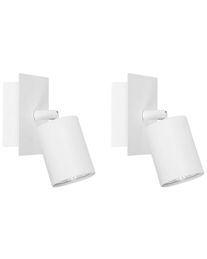 Set Of 2 White Metal Wall Sconces Adjustable