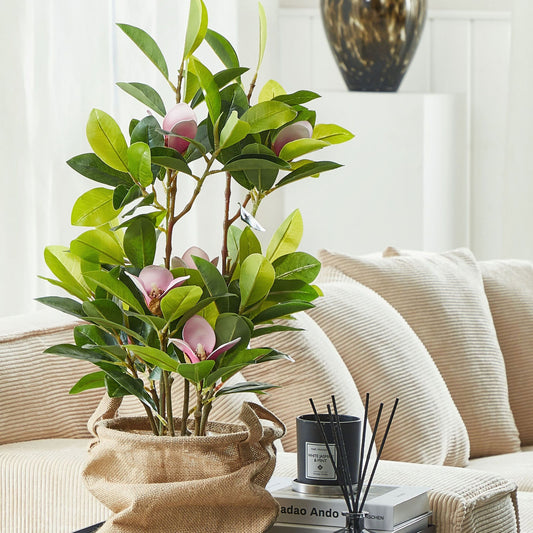 Decor Artificial Magnolia 70cm Green Pink Indoor Decor