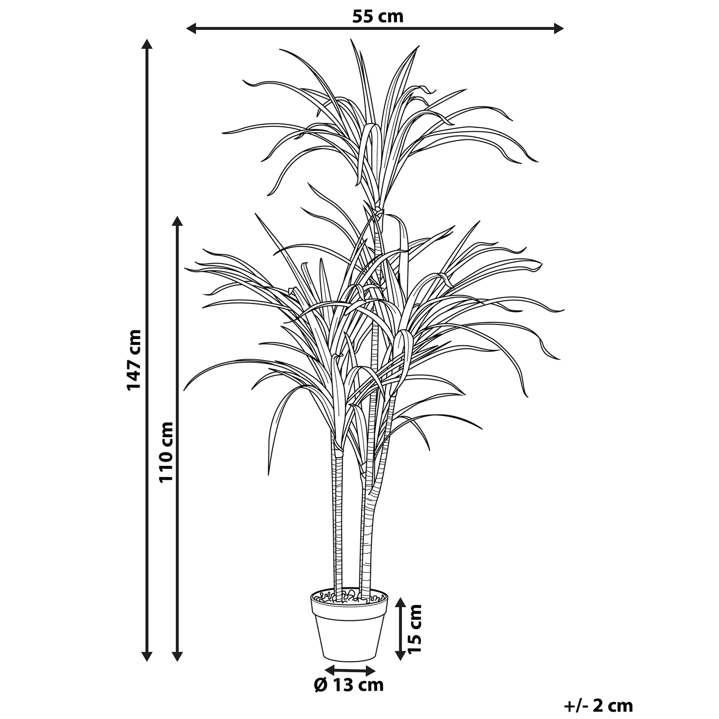 Green Artificial Dracaena 147cm Tall Potted Indoor Plant