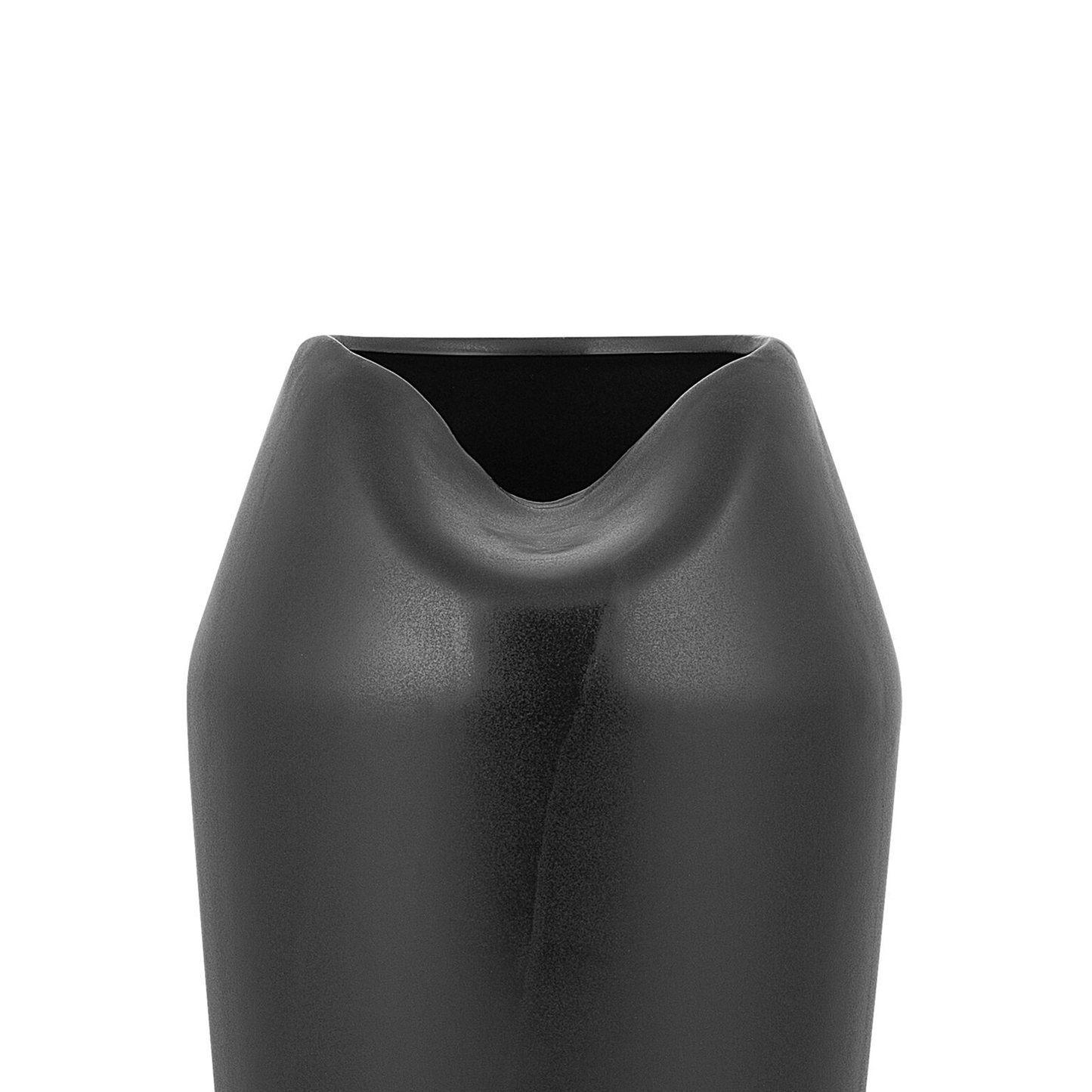 Black Stoneware Table Vase 33cm With Designer Top Twist For Elegant Interiors