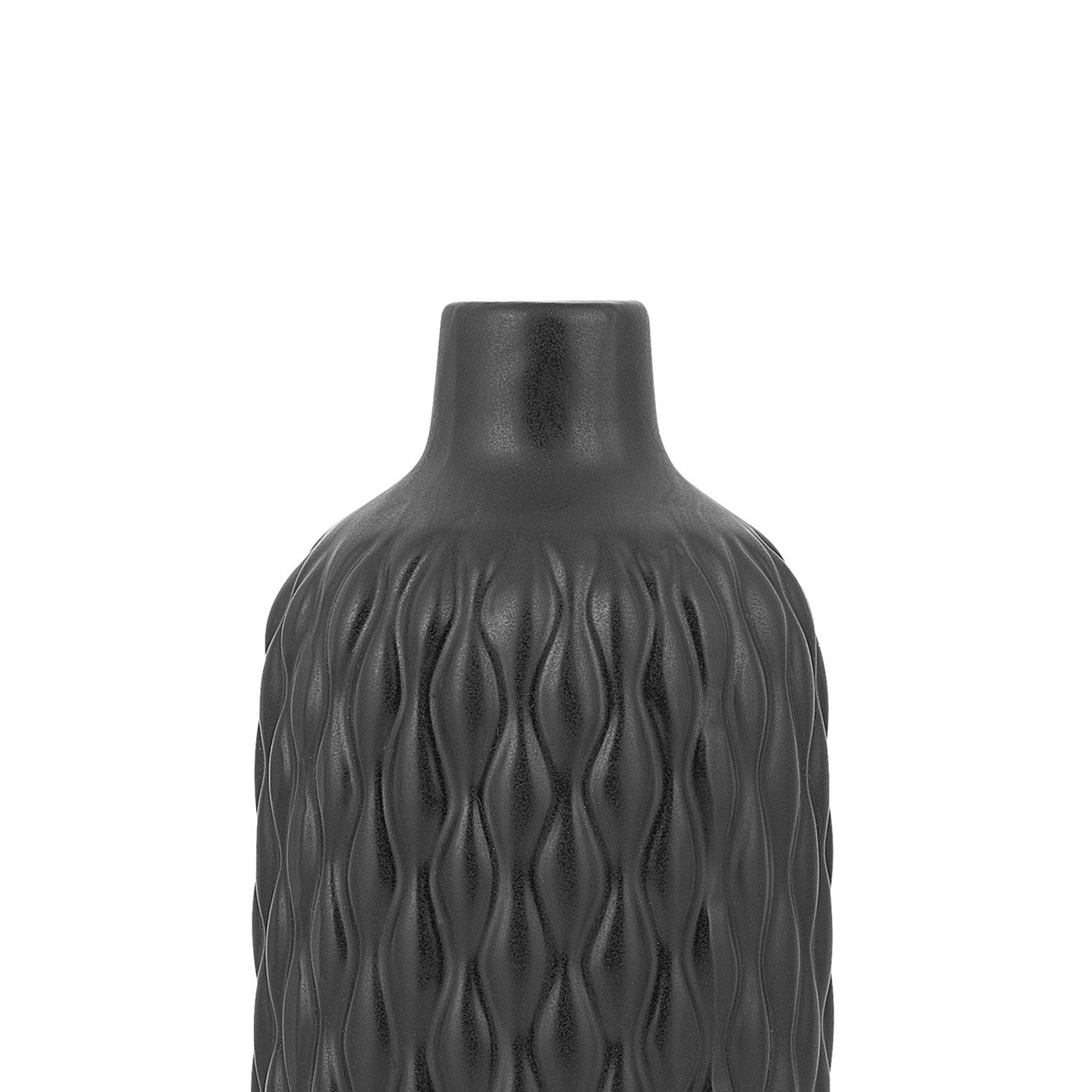 Black Stoneware Table Vase 31cm Satin Finish