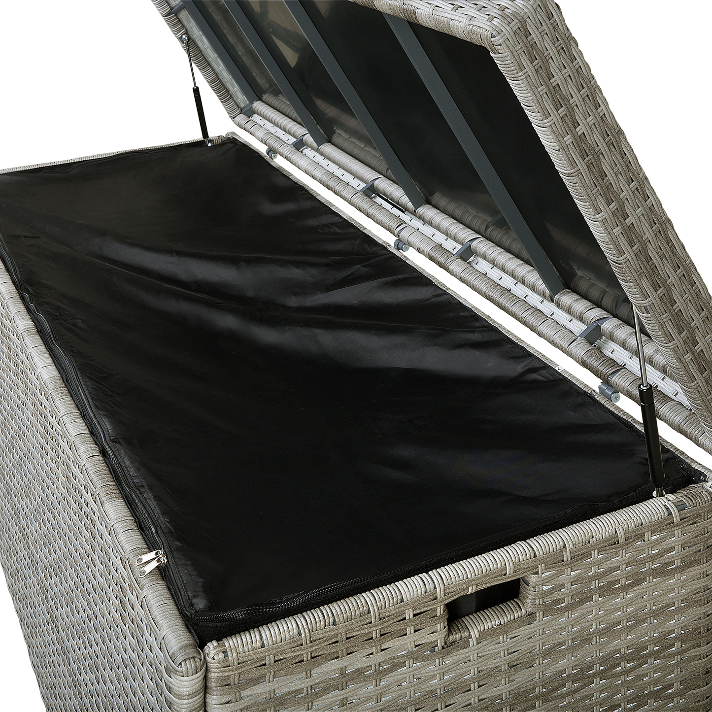Grey Faux Rattan Outdoor Storage Box 158 x 63cm