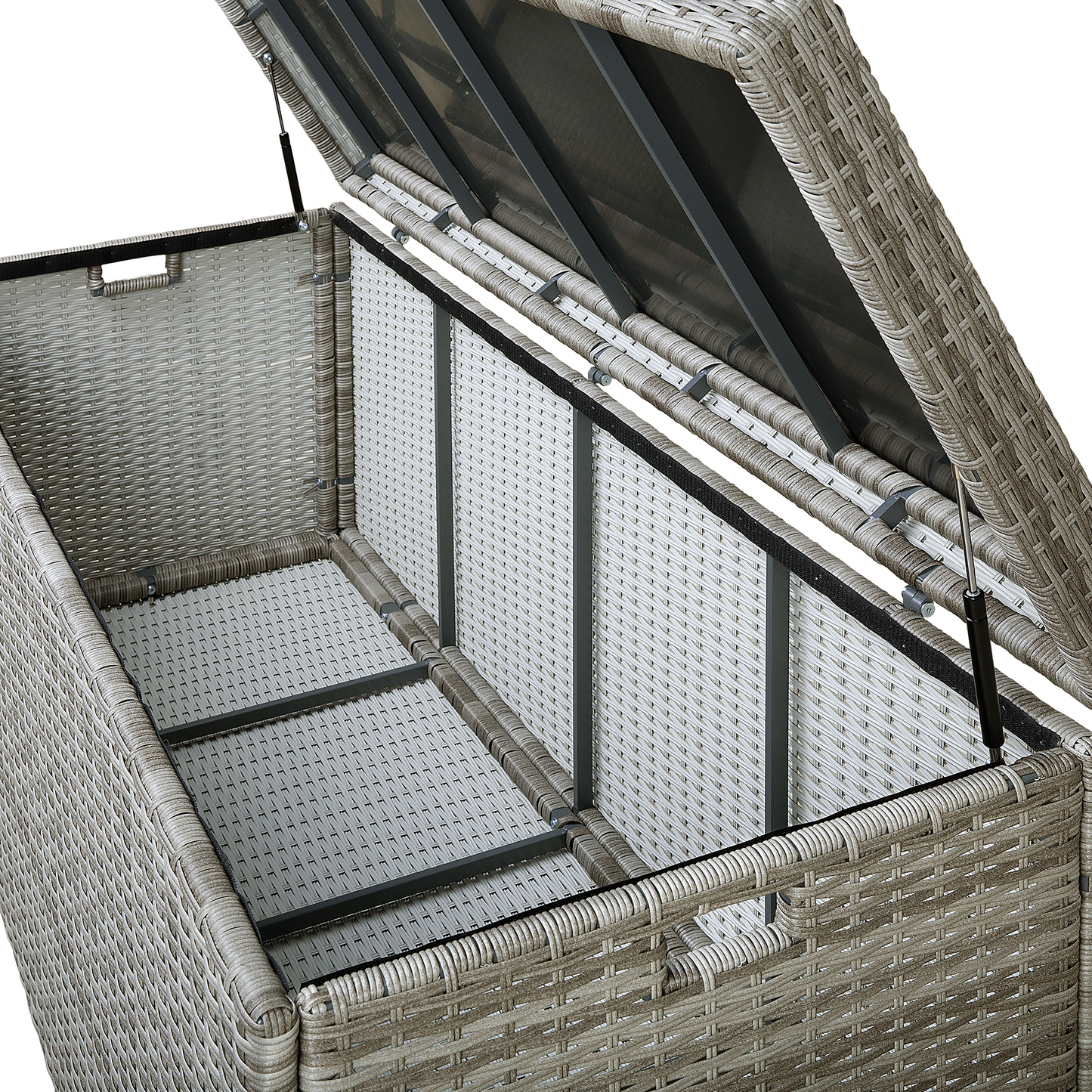 Grey Faux Rattan Outdoor Storage Box 158 x 63cm