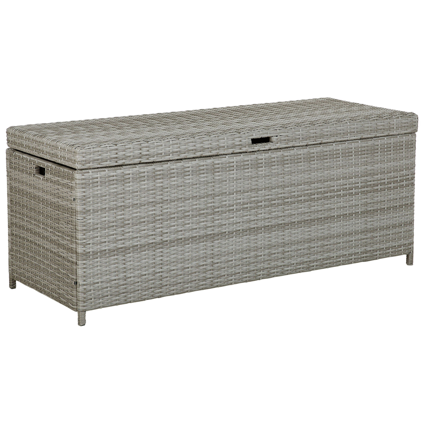 Grey Faux Rattan Outdoor Storage Box 158 x 63cm