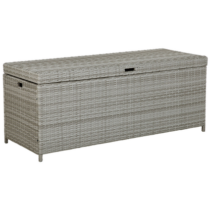 Grey Faux Rattan Outdoor Storage Box 158 x 63cm