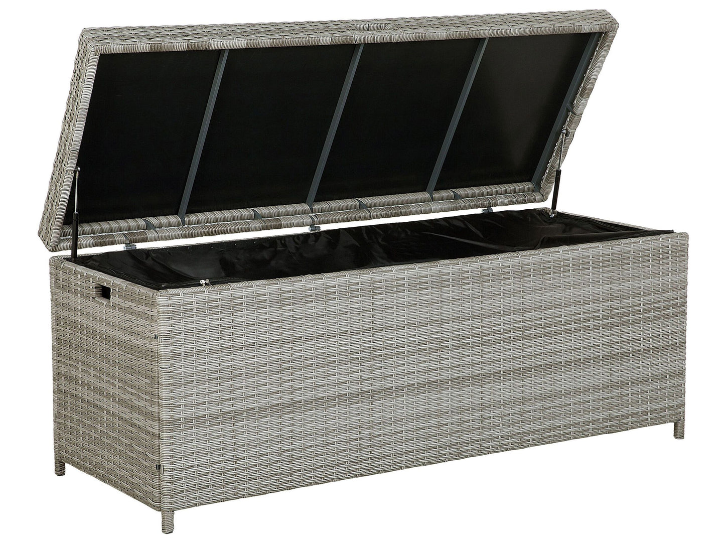Grey Faux Rattan Outdoor Storage Box 158 x 63cm