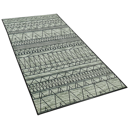 Geometric Rug 80 x 150cm Black Grey Polyester Low Pile