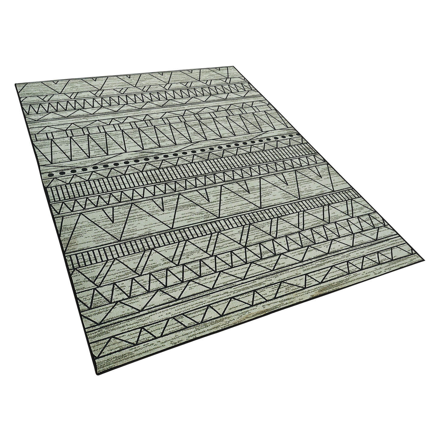 Rug Black Grey Polyester 160 x 230 Geometric Low Pile