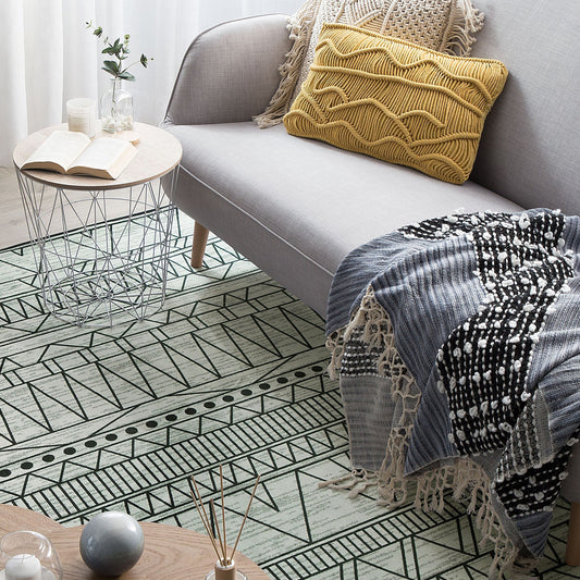Rug Black Grey Polyester 160 x 230 Geometric Low Pile