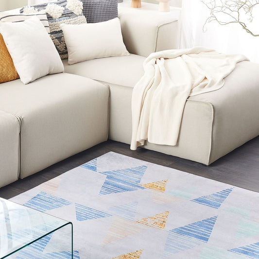 Area Rug 140 x 200cm Multicolor Geometric Low Pile Polyester