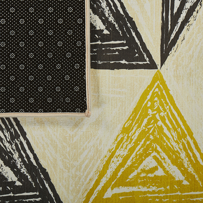 Geometric Area Rug Grey Yellow 140 x 200 Low Pile