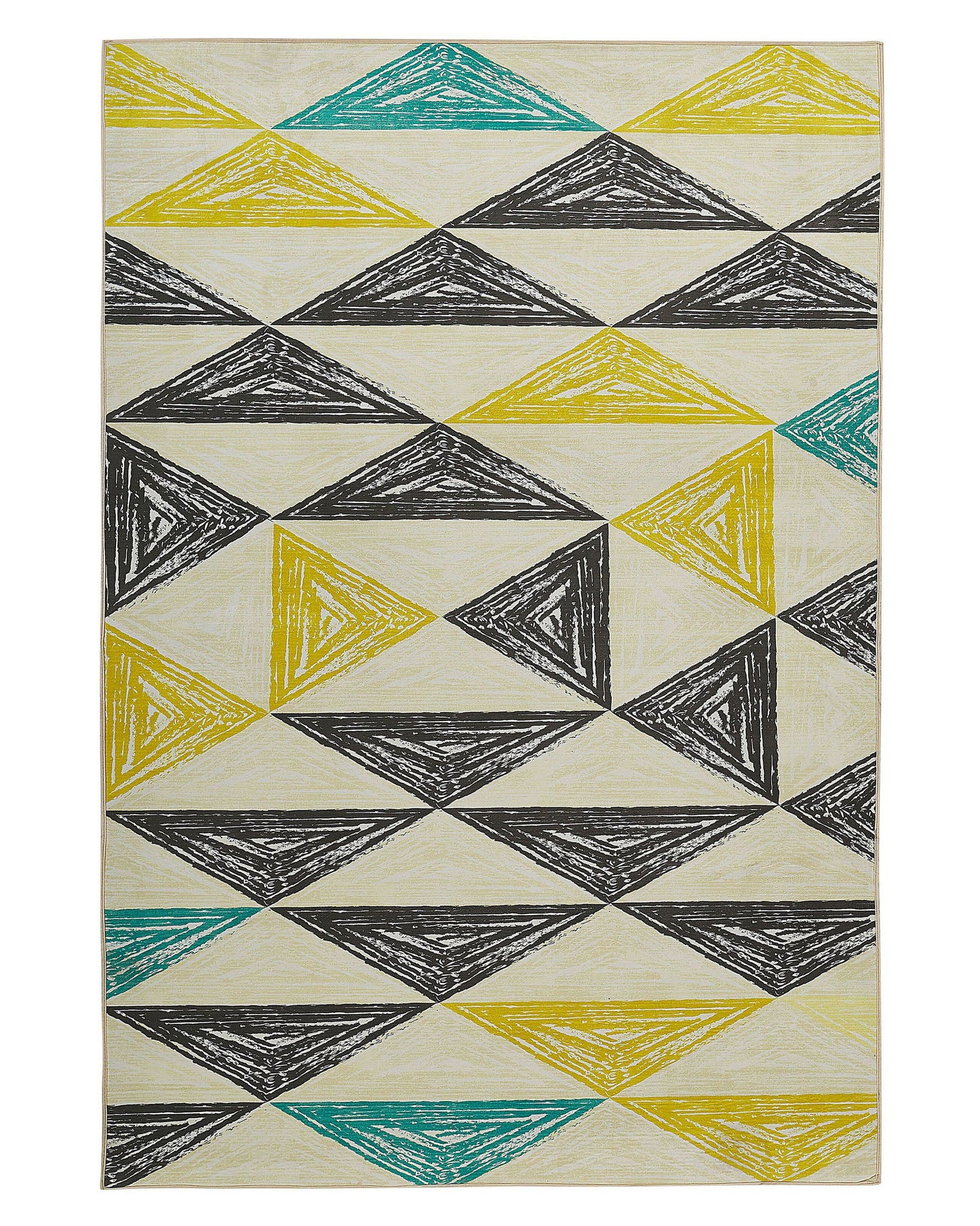 Geometric Area Rug Grey Yellow 140 x 200 Low Pile