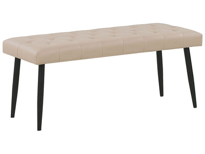 Beige Faux Leather Buttoned Bedroom Bench With Sturdy Metal Legs For Modern Bedrooms