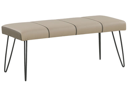 Beige Faux Leather Bedroom Bench With Metal Legs