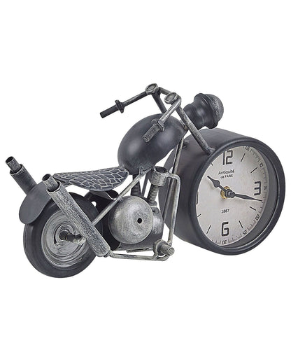 Motorcycle Shape Table Clock Vintage Black Silver