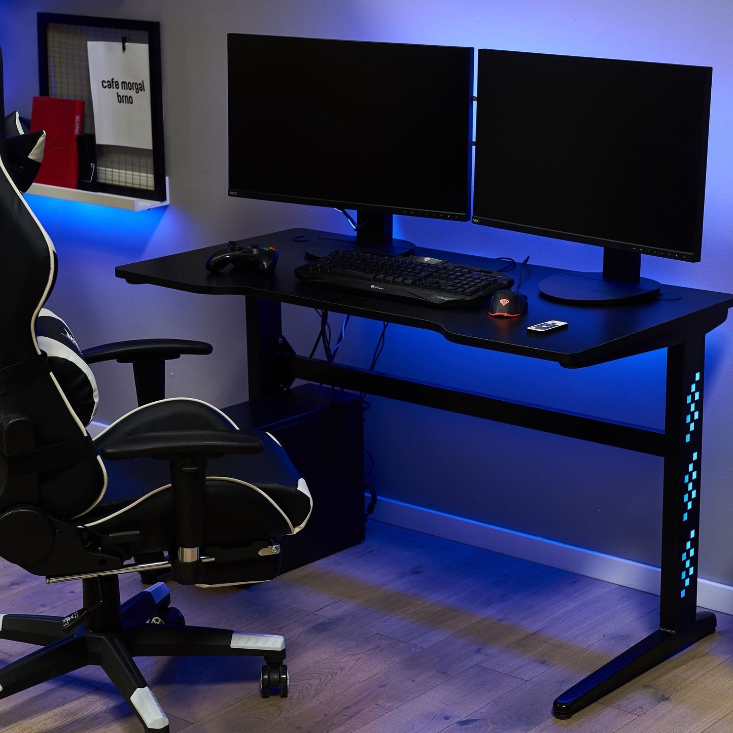 NovaDesk Gaming Desk With RGB Lights Black MDF 120x60 cm