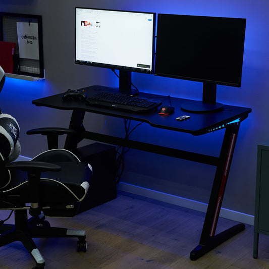 NovaDesk RGB Gaming Desk Black MDF 120x60 cm