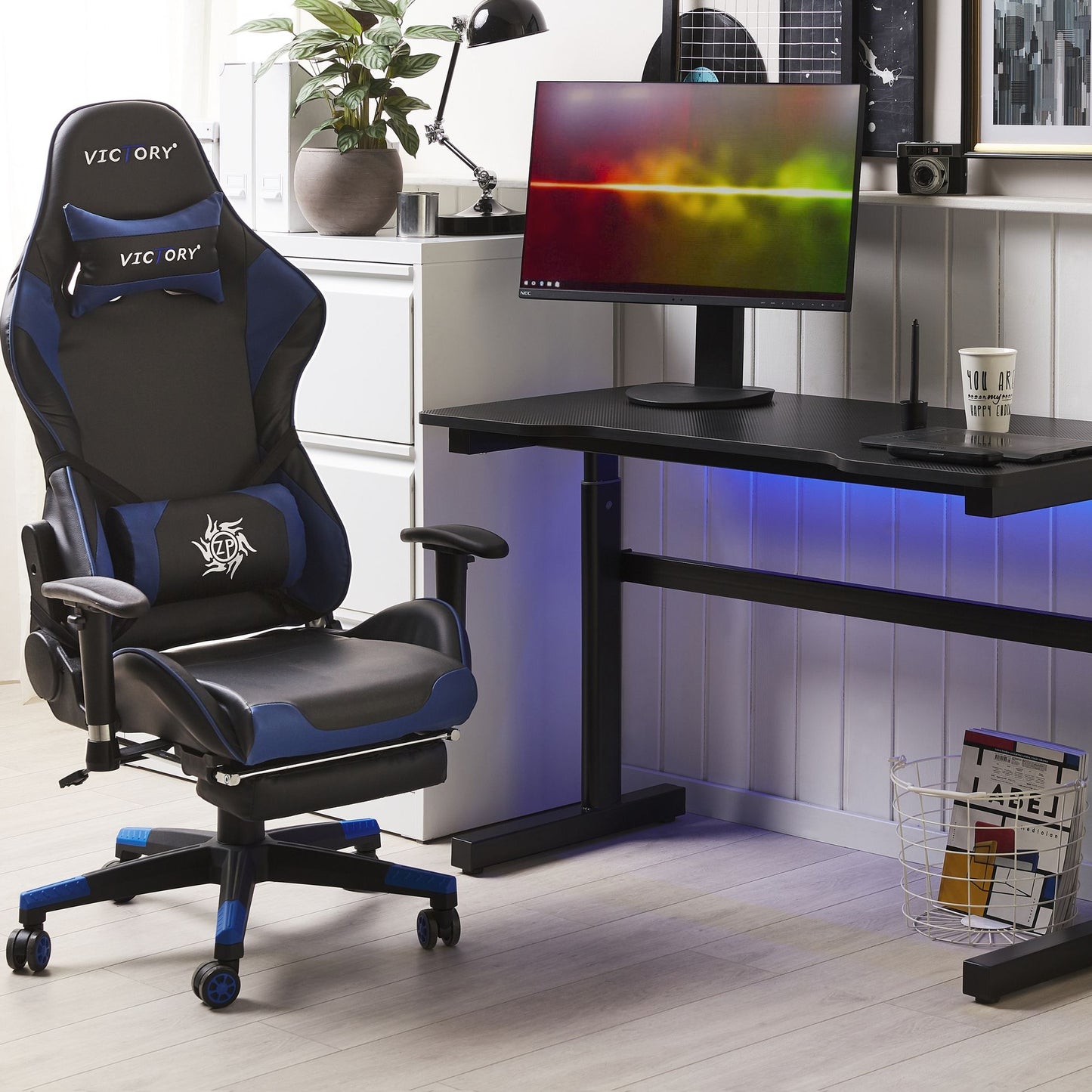 NovaForge Adjustable Gaming Desk 120x60cm Black With RGB Lights