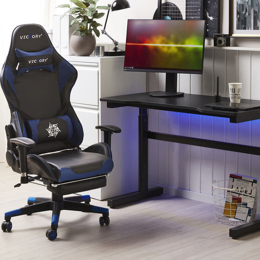 NovaForge Adjustable Gaming Desk 120x60cm Black With RGB Lights