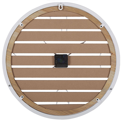 Wall Clock Dark Brown Round 50cm Handmade Slatted Face