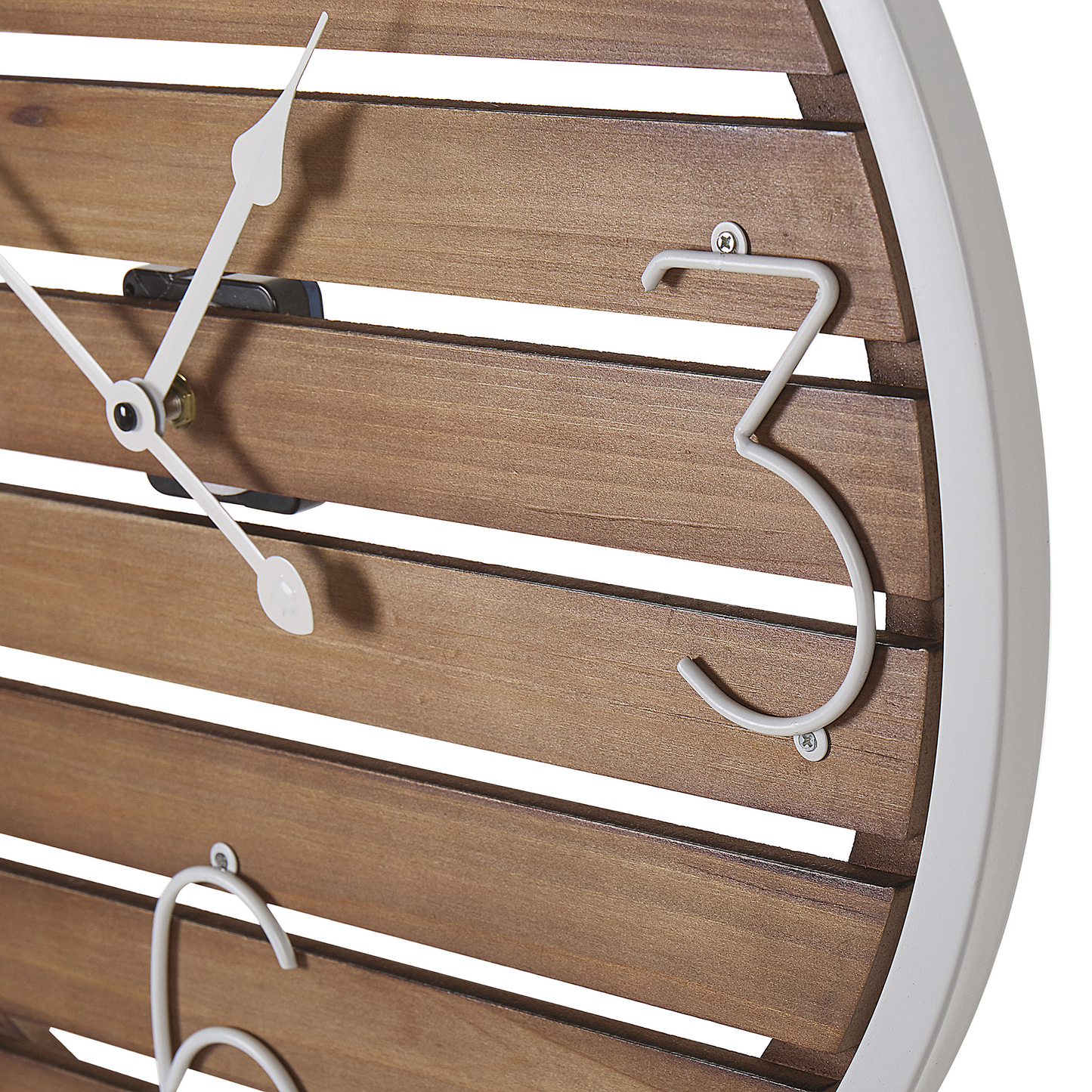 Wall Clock Dark Brown Round 50cm Handmade Slatted Face