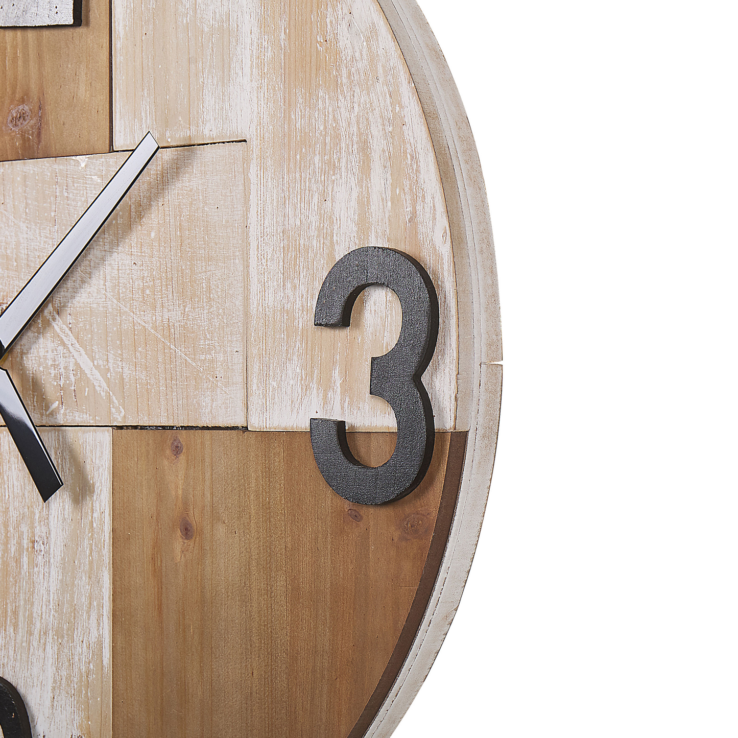 Rustic Wall Clock 60cm Handmade Light Brown Round with Black Hands and Numerals Dial
