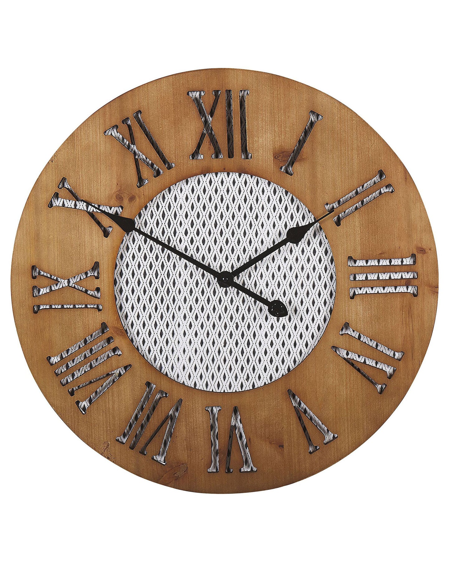 Wall Clock Dark Brown Round 60cm Handmade Diamond Face