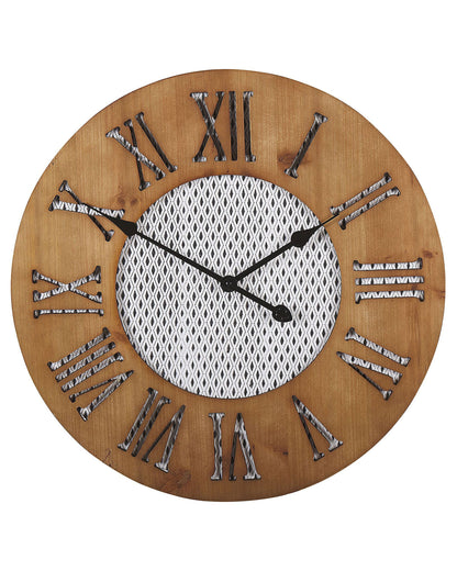 Wall Clock Dark Brown Round 60cm Handmade Diamond Face