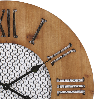 Wall Clock Dark Brown Round 60cm Handmade Diamond Face