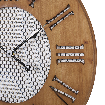 Wall Clock Dark Brown Round 60cm Handmade Diamond Face