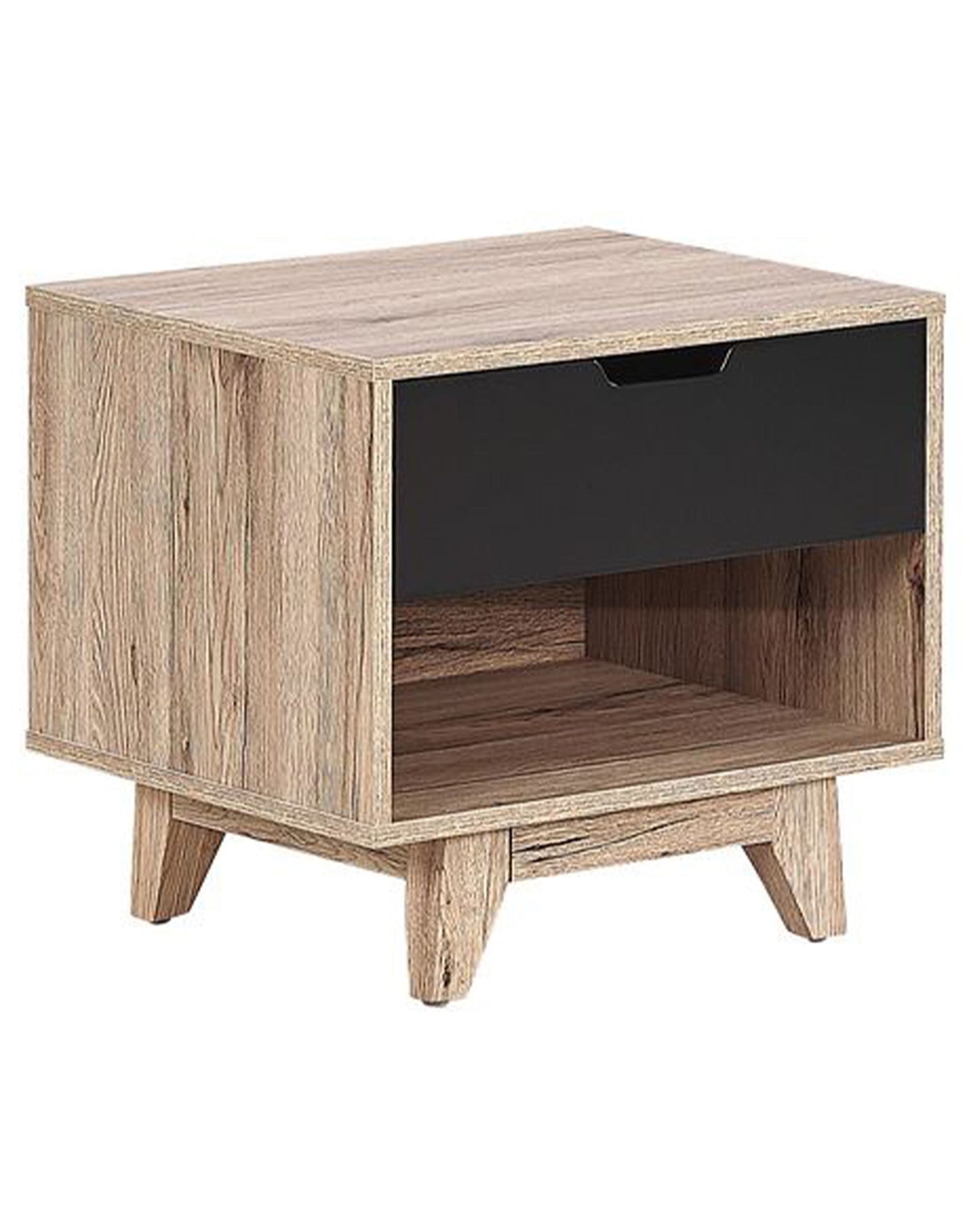 Minimalist Bedside Table Brown Black 1 Drawer 46 x 50cm