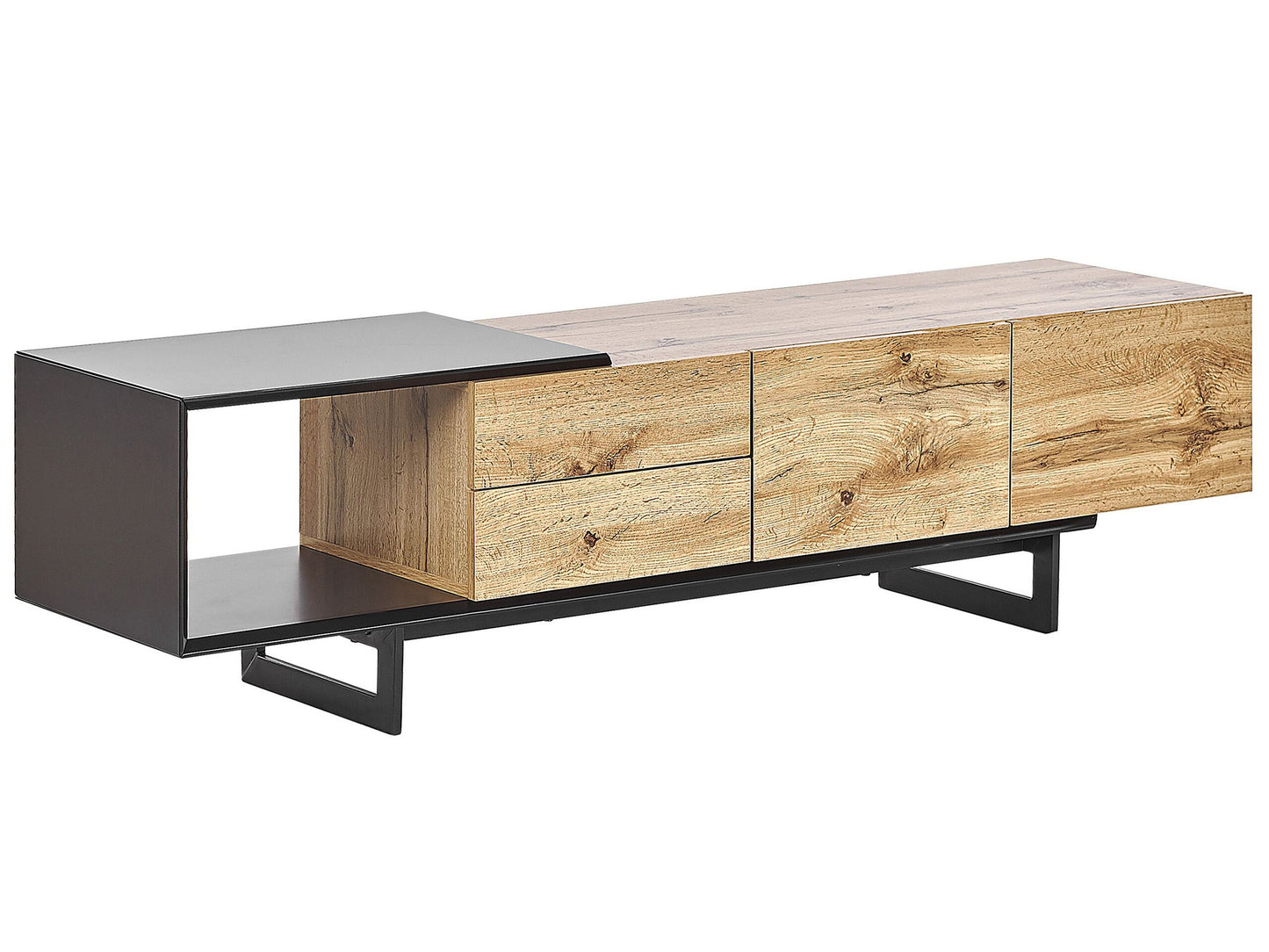 Brand TV Stand 160cm Up To 70 Inch Light Brown Black MDF With Drawers
