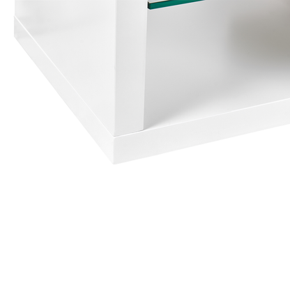 Nova Home TV Stand White Light Wood MDF Glass 160 cm Up To 70 Inch