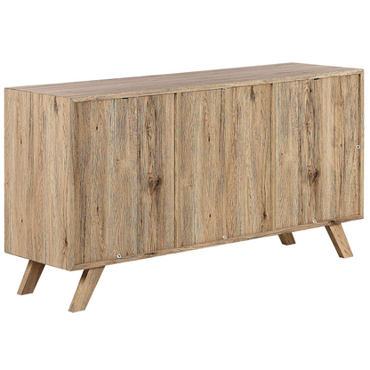 Sideboard White And Light Brown 3 Drawers 2 Cabinets