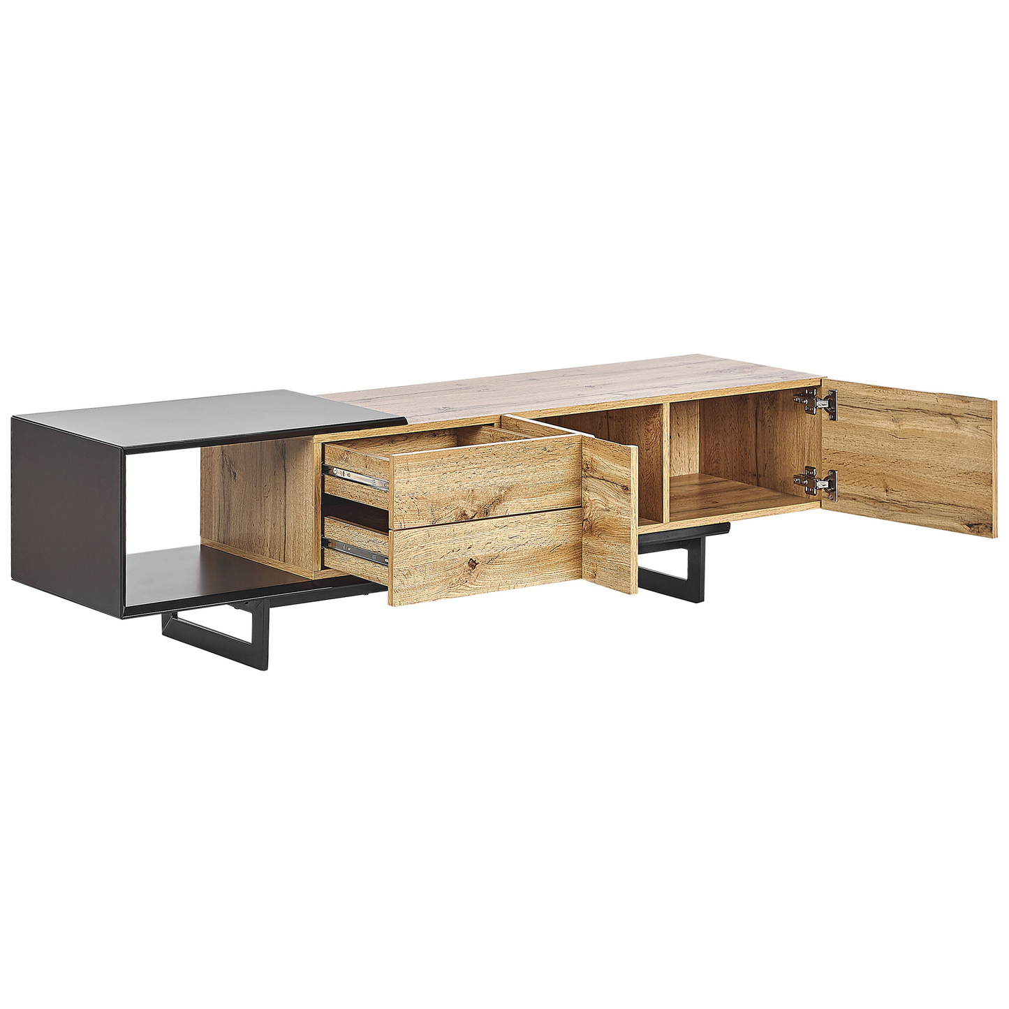 Brand TV Stand 160cm Up To 70 Inch Light Brown Black MDF With Drawers