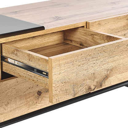 Brand TV Stand 160cm Up To 70 Inch Light Brown Black MDF With Drawers