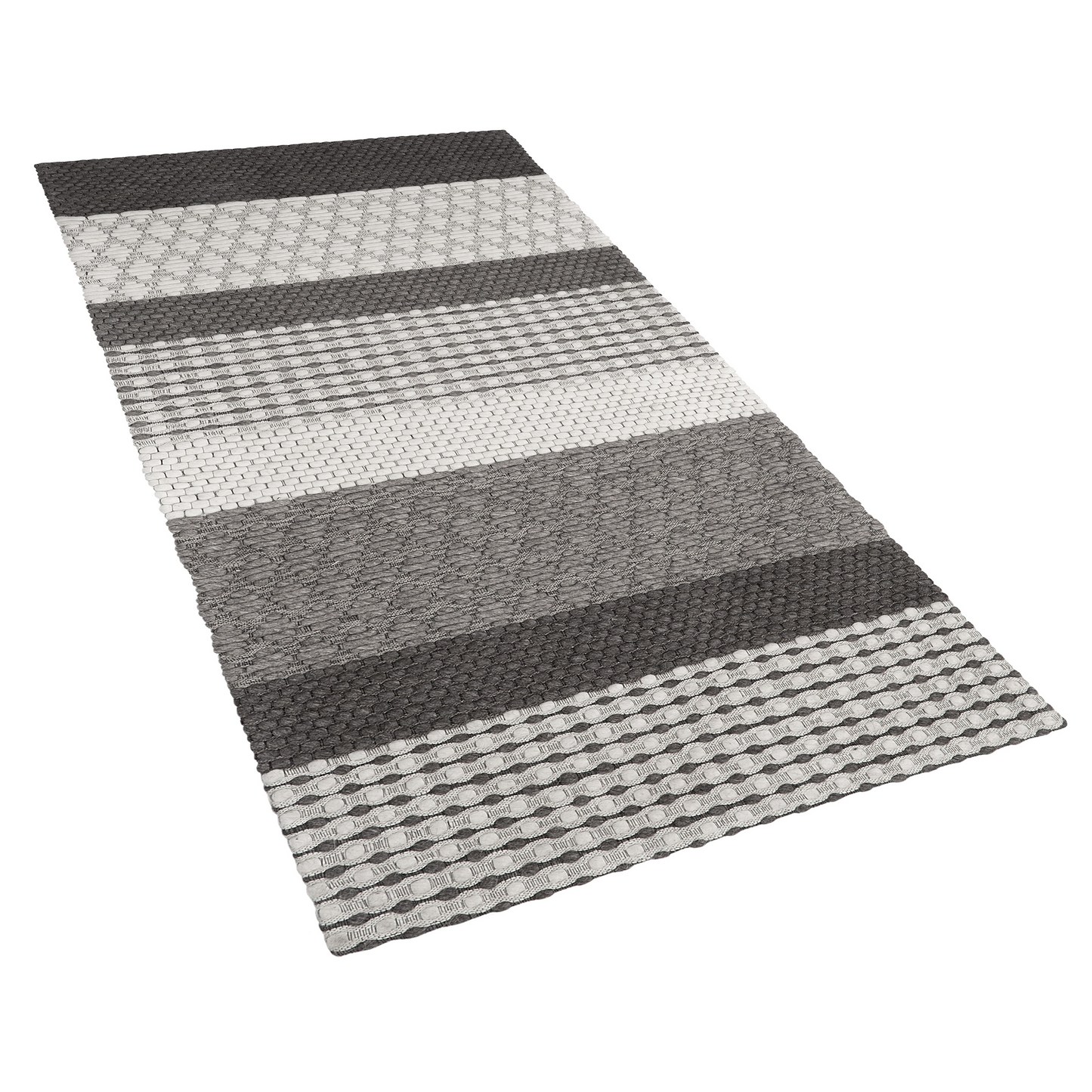 Area Rug Grey Wool Patch 80 x 150cm For Living Room And Home Office Durable Soft Touch Minimalist Design