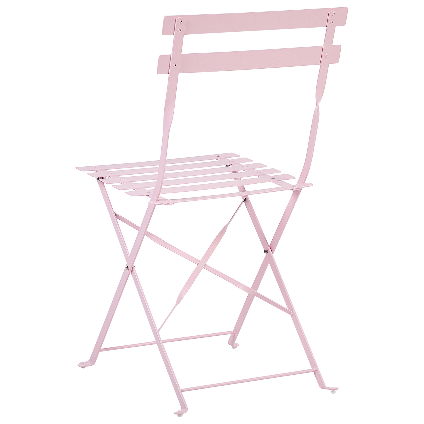 Pastel Pink 3 Piece Bistro Set Folding Metal Chairs Table