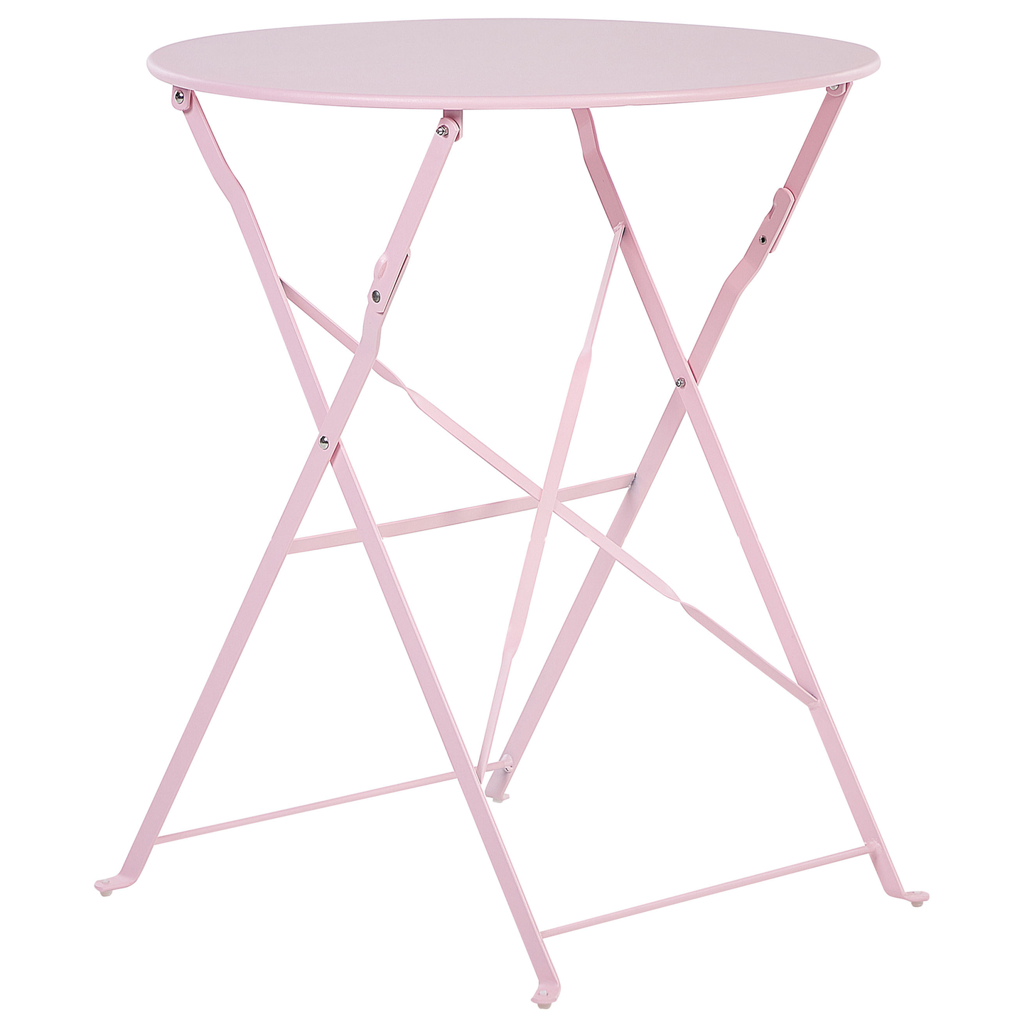 Pastel Pink 3 Piece Bistro Set Folding Metal Chairs Table