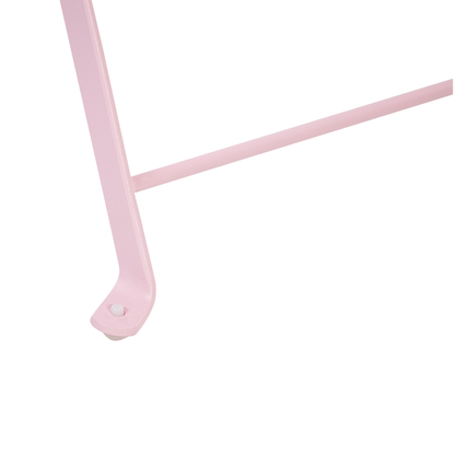 Pastel Pink 3 Piece Bistro Set Folding Metal Chairs Table