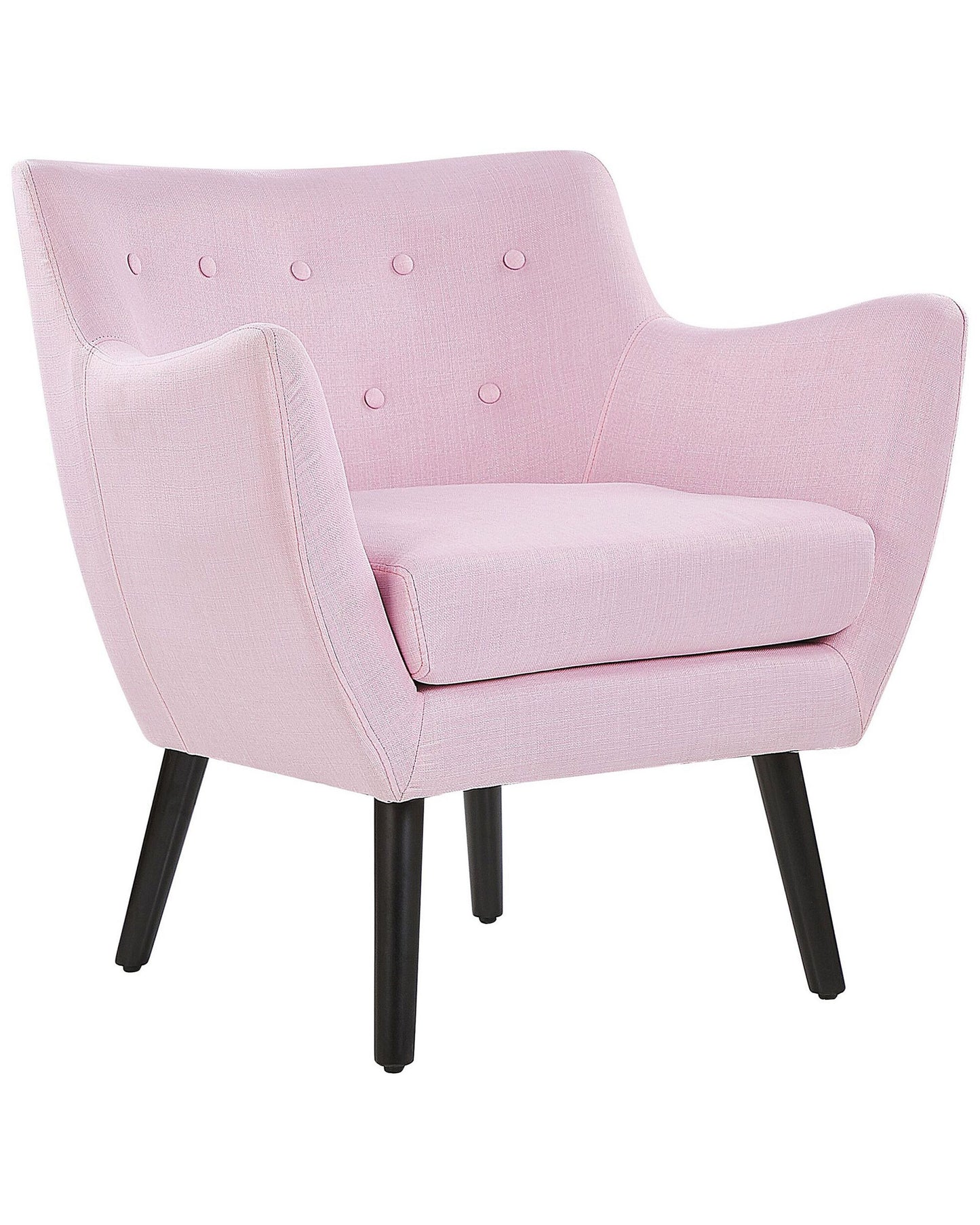 Armchair Pink Fabric Black Legs Button Tufted Back Modern Retro Design Edition