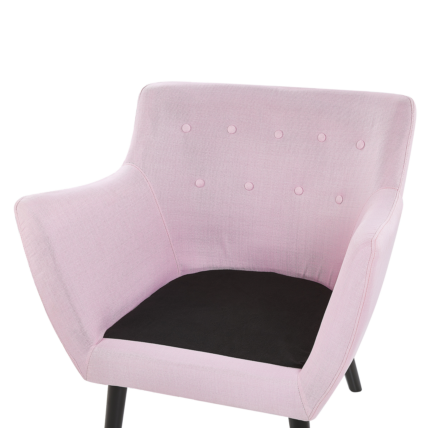 Armchair Pink Fabric Black Legs Button Tufted Back Modern Retro Design Edition